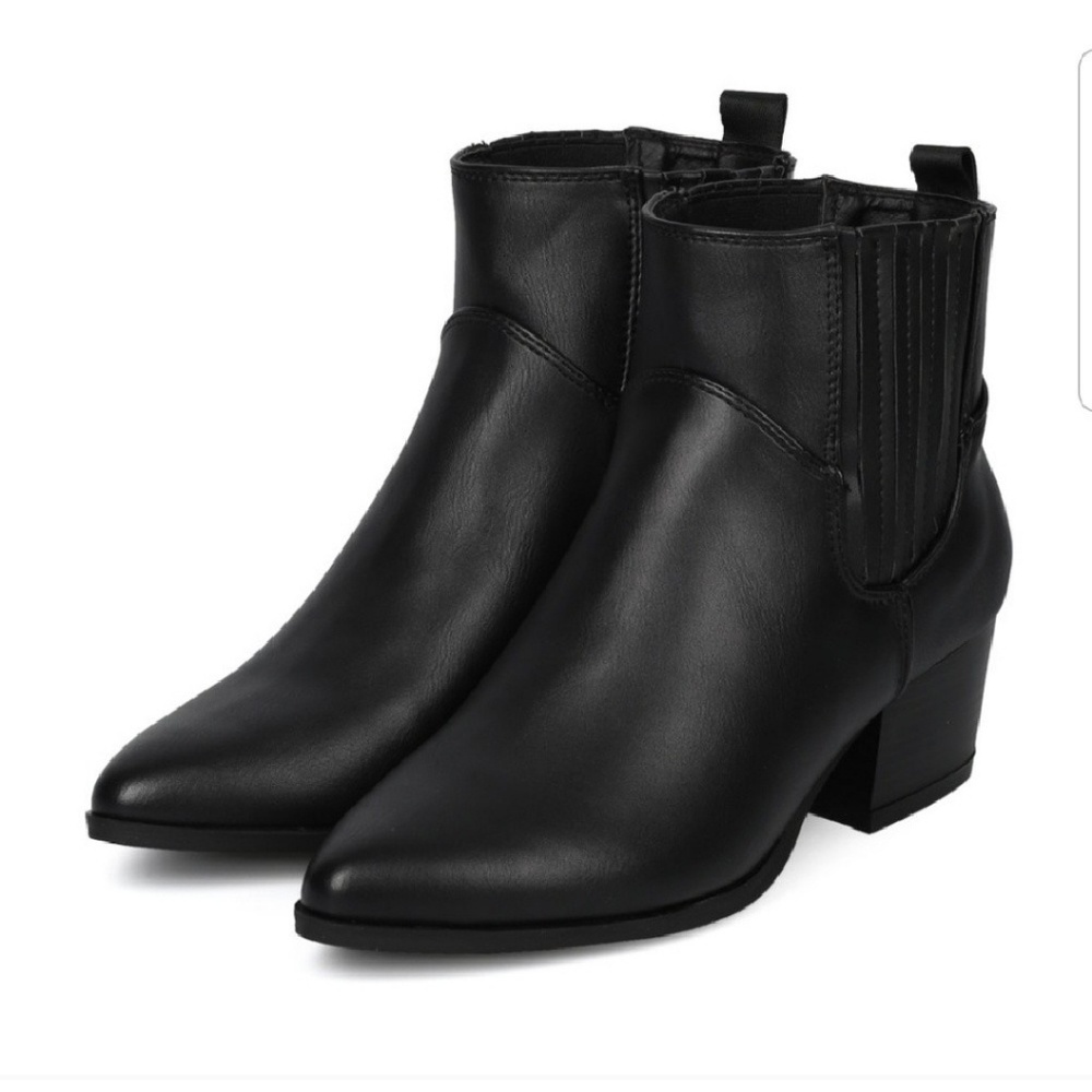 NEW Black Vegan Faux Leather Ankle Boots